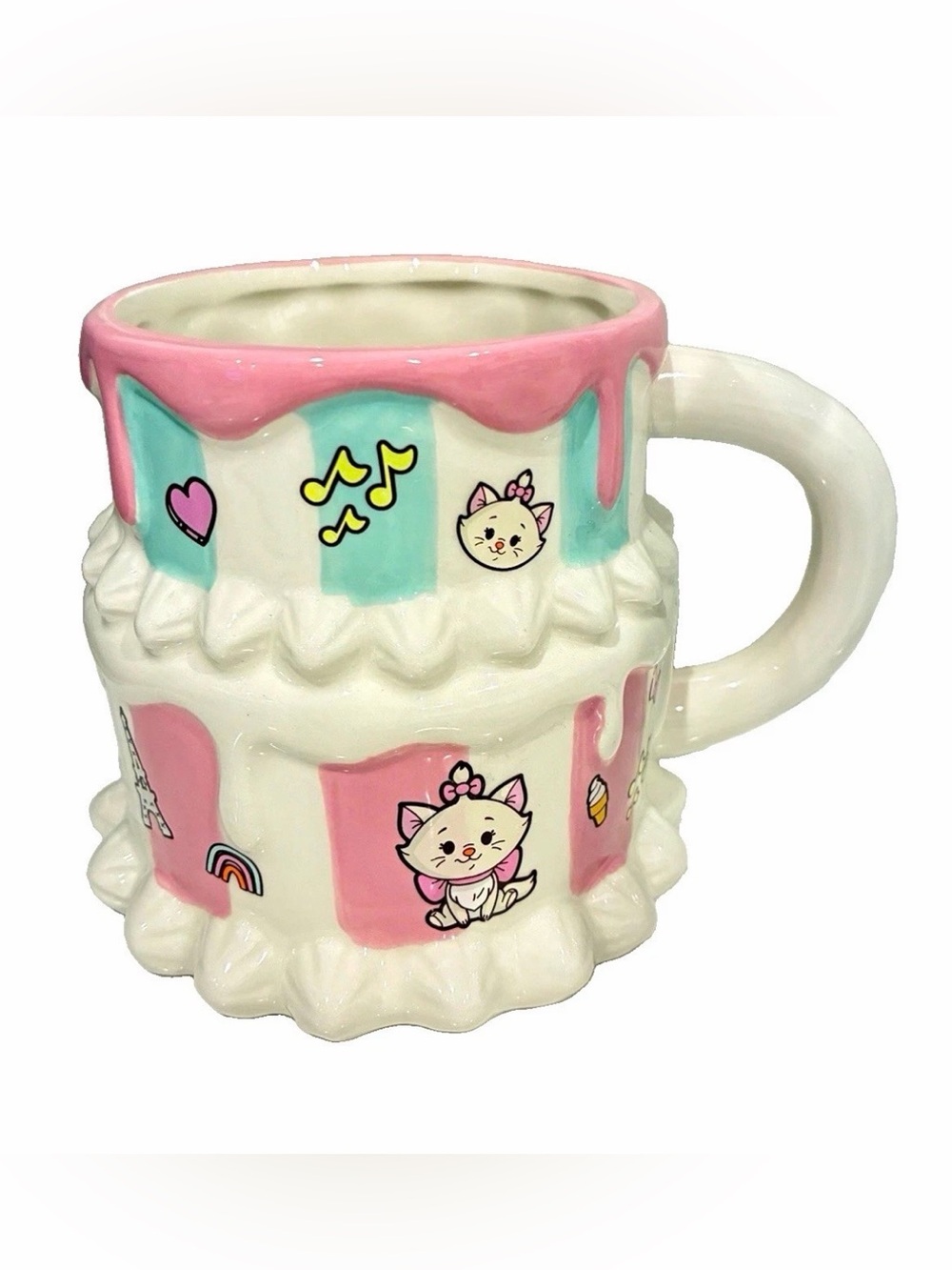 Disney Aristocats Marie Cake Kawaii style Sculpted Ceramic Coffee Mug 22oz Pink